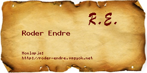 Roder Endre névjegykártya