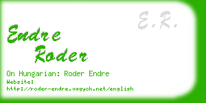 endre roder business card